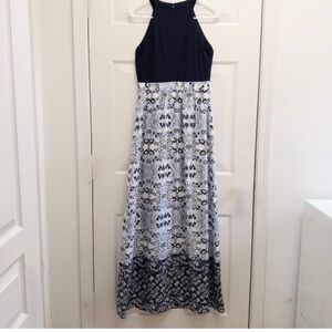 NWT Vince Camuto Women Maxi Dress $168 Size 2 White Blue Floral Printed Wedding